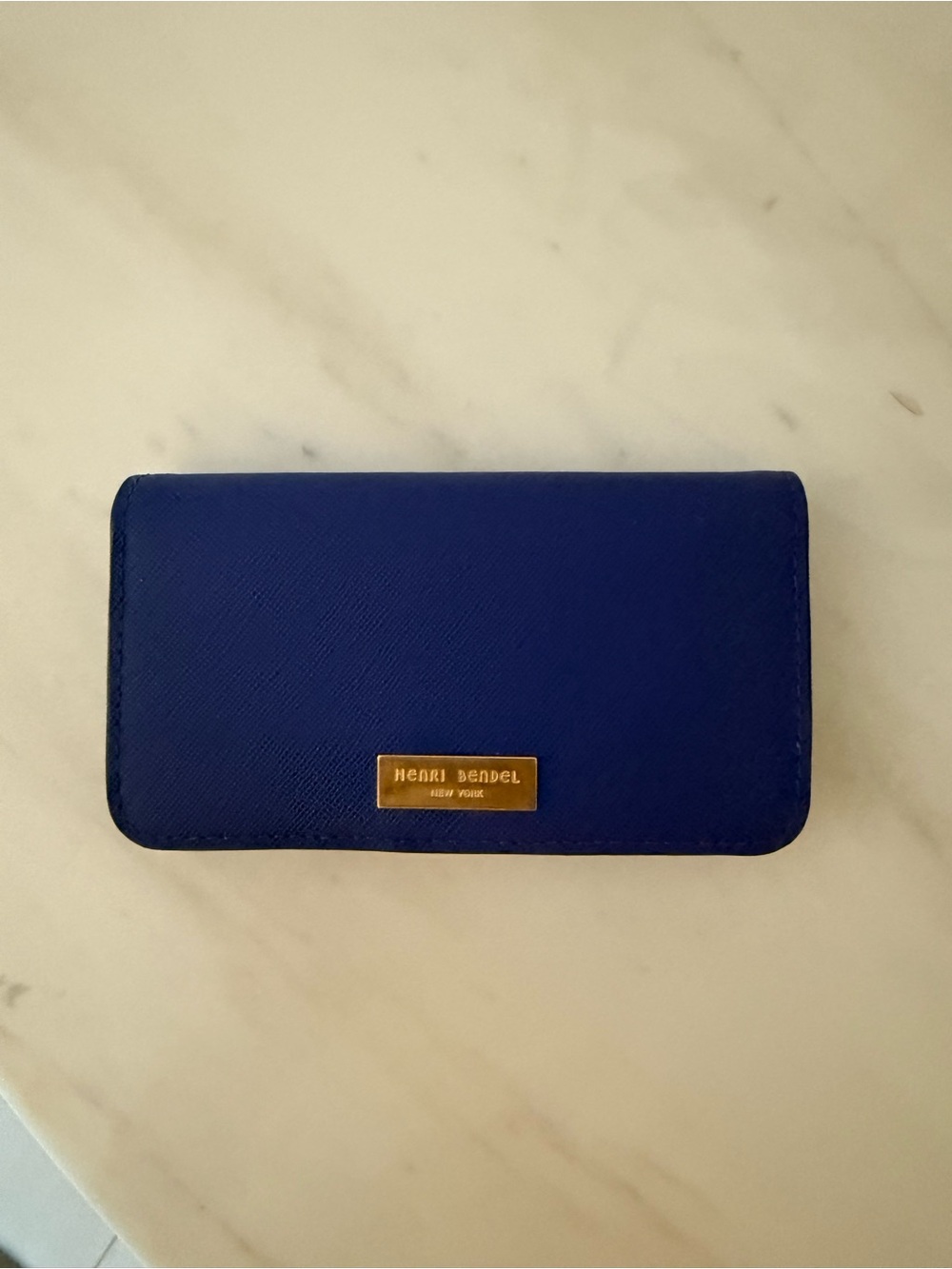 henri bendel cobalt blue saffiano leather clutch wallet